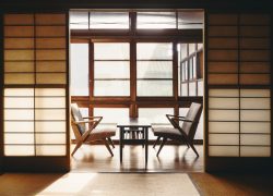 Ryokan Japanese Inn Traditional room Interior with retro chair Vintage tone