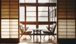 Ryokan Japanese Inn Traditional room Interior with retro chair Vintage tone