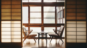 Ryokan Japanese Inn Traditional room Interior with retro chair Vintage tone